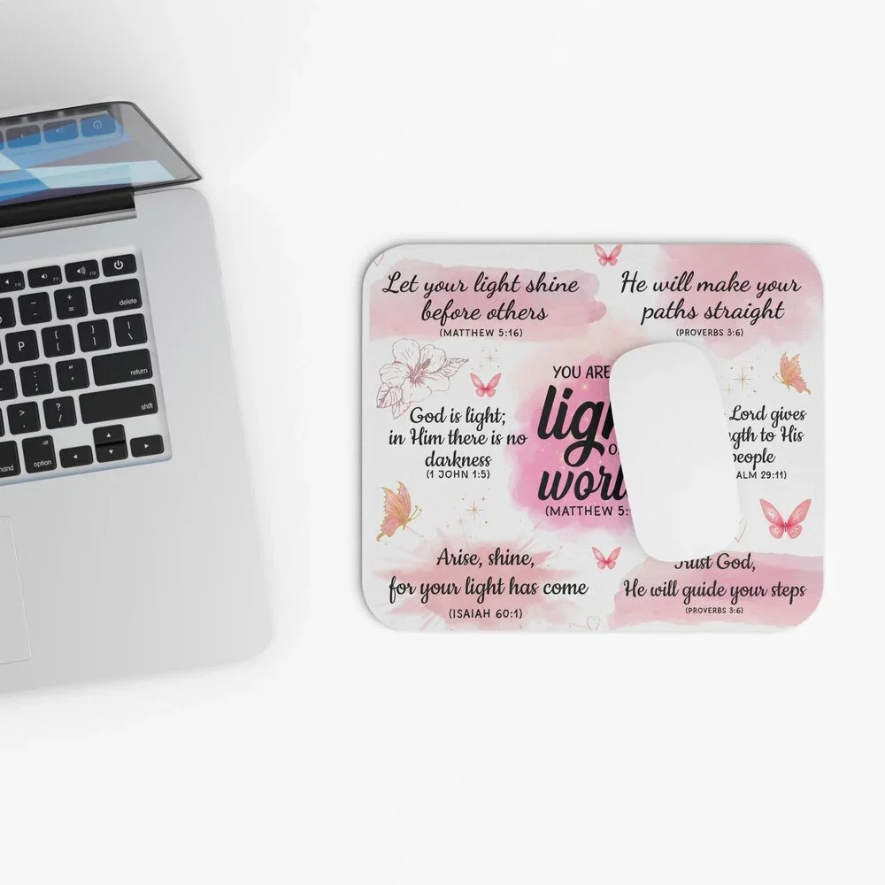 You Are the Light of the World Mousepad | Christian Scripture Quotes, Pink Flor